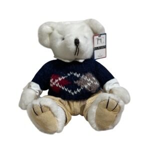 T.C. Dawson by Fiesta Nicolas Bear Plush White 1995 Vintage Argyle Sweater 1412
